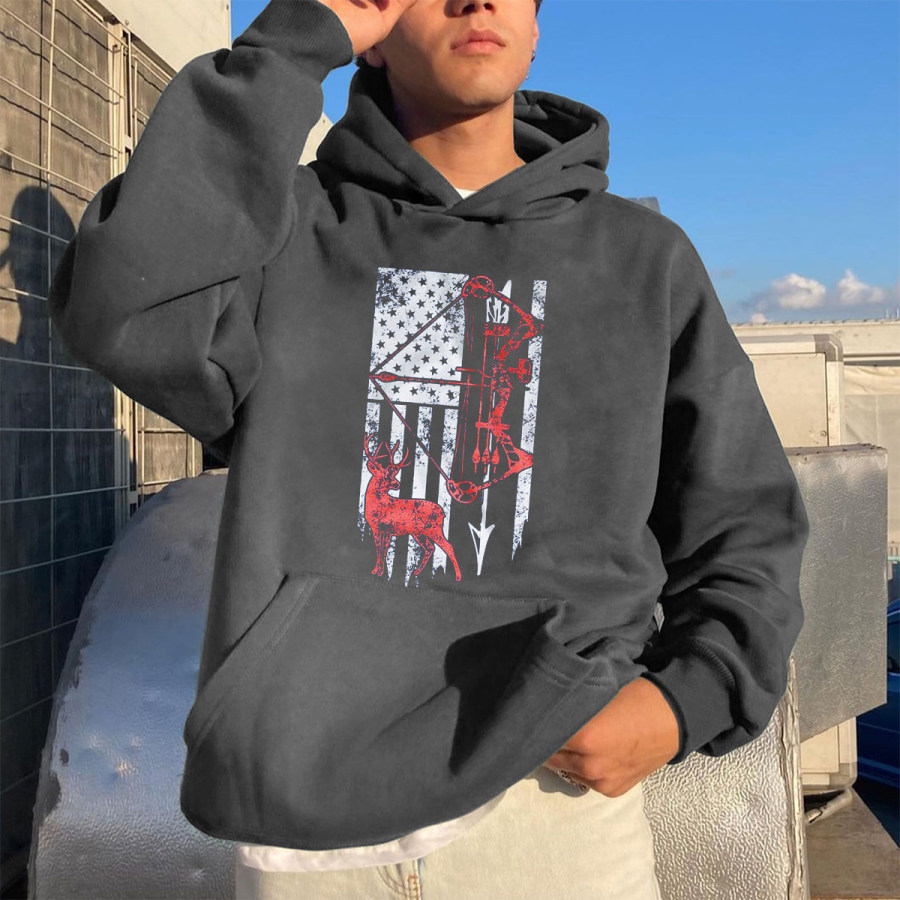 

Men's Vintage Flag & Deer Long Sleeve Sweatshirt