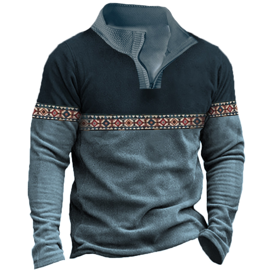 

Men's Vintage Ethnic Print Long Sleeve Sweatshirt