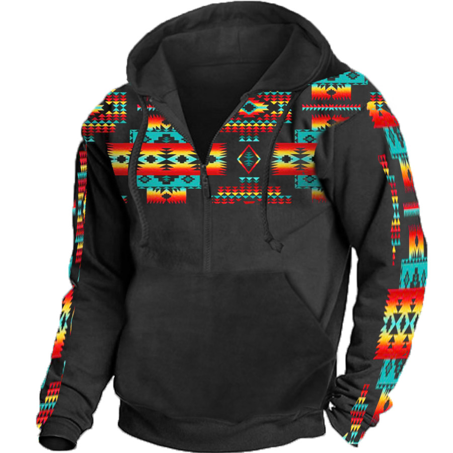 

Men's Retro Casual Hooded Zip Pocket Sweatshirt