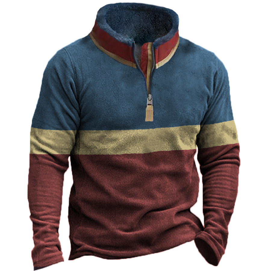 

Men's Vintage Color Block Long Sleeve Sweatshirt