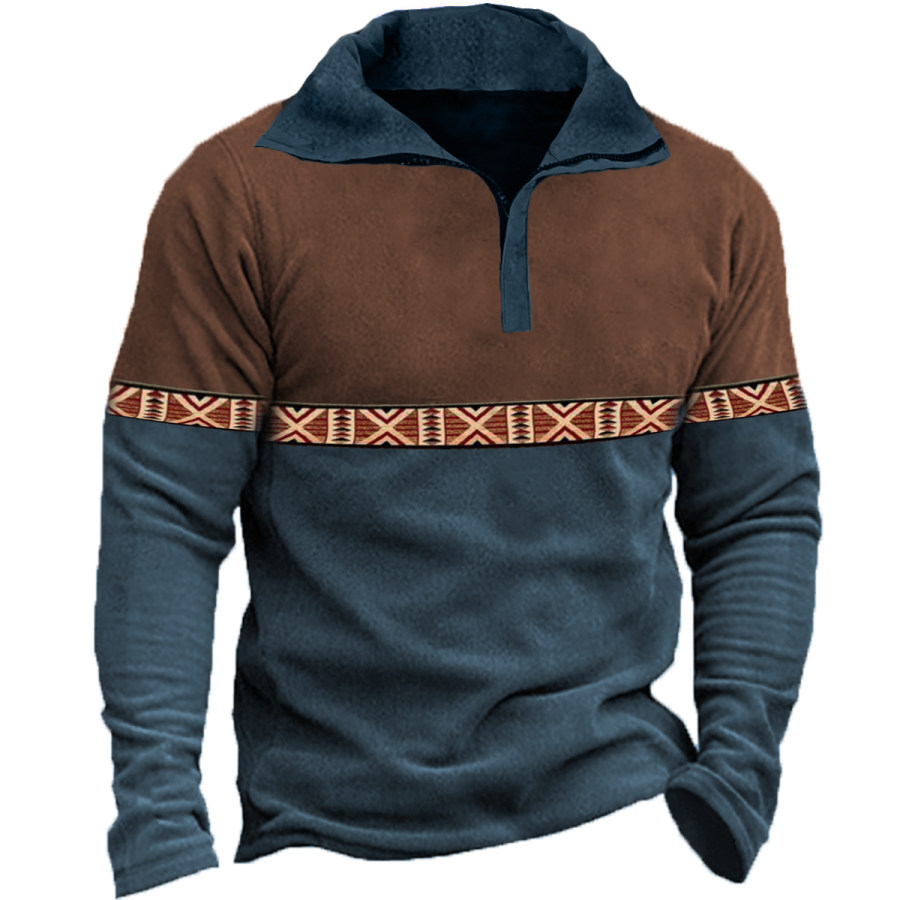 

Men's Retro Contrasting Ethnic Print Long Sleeve Sweatshirt