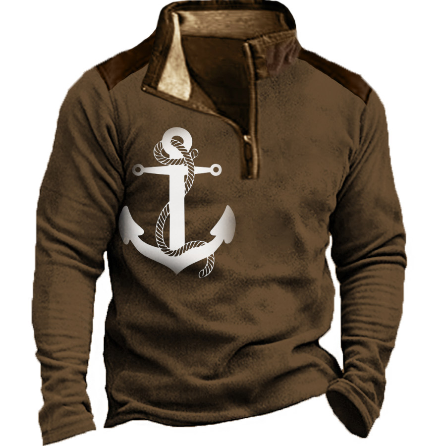 

Men's Vintage Distressed Anchor Long Sleeve Sweatshirt