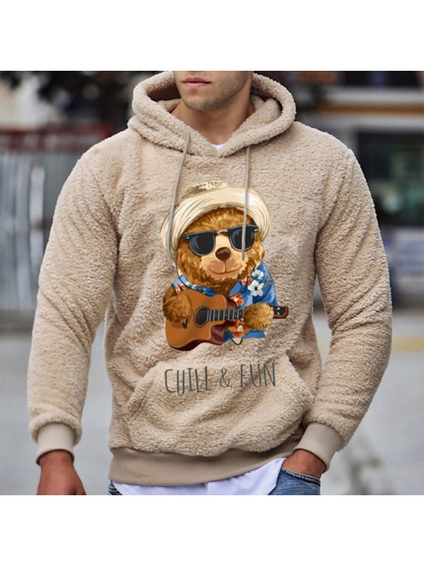 Teddy Bear Warm Men's Casual Lamb Wool Hoodie