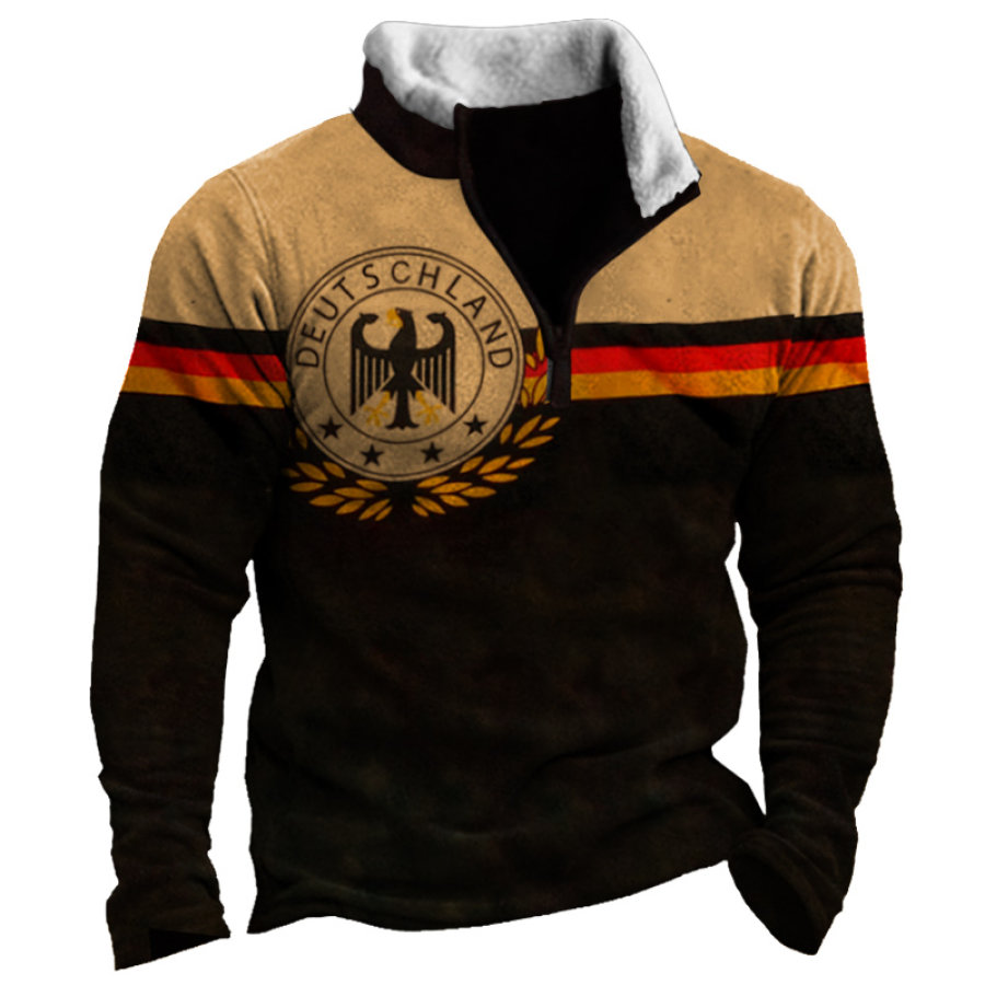 

Men's Retro German Eagle Print Zip-Up Sweatshirt