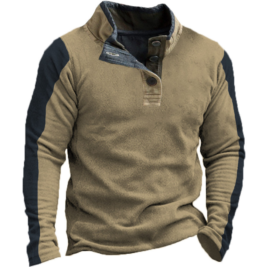 

Men's Vintage Color Block Long Sleeve Sweatshirt
