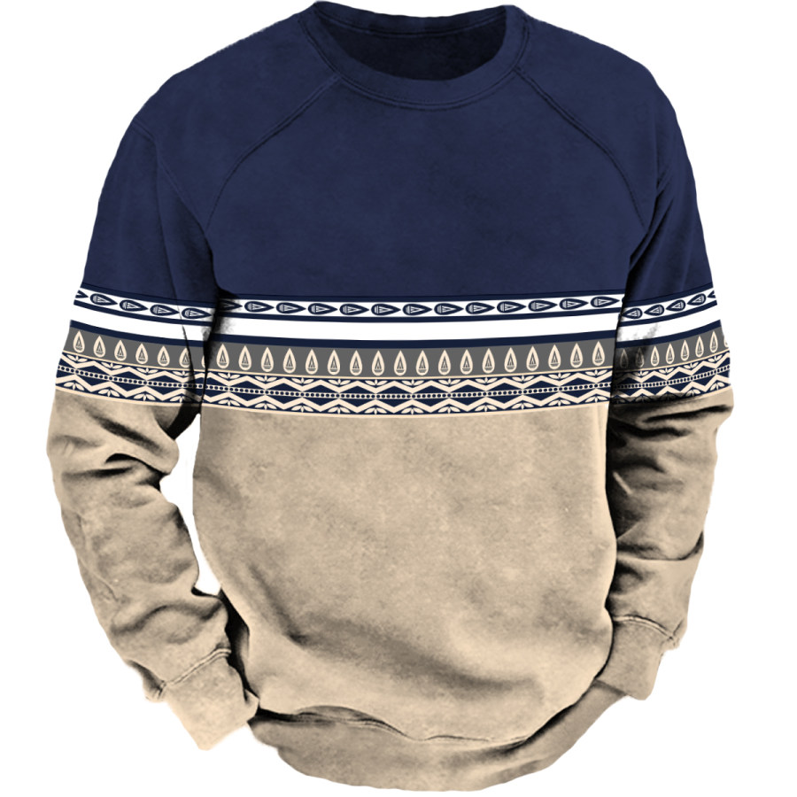 

Men's Vintage Ethnic Print Long Sleeve Sweatshirt