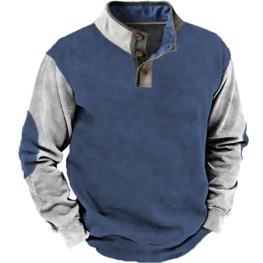 

Men's Vintage Color Block Long Sleeve Sweatshirt