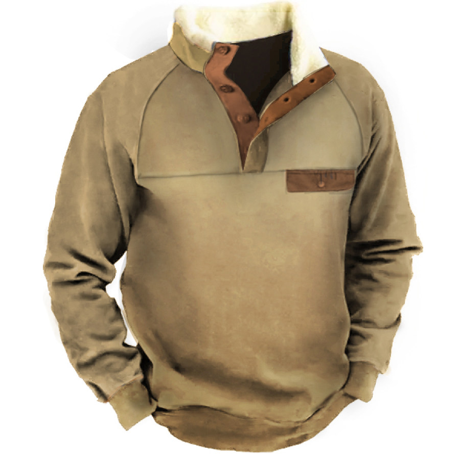 

Men's Outdoor Pocket Henley Winter Tactical Sweatshirt