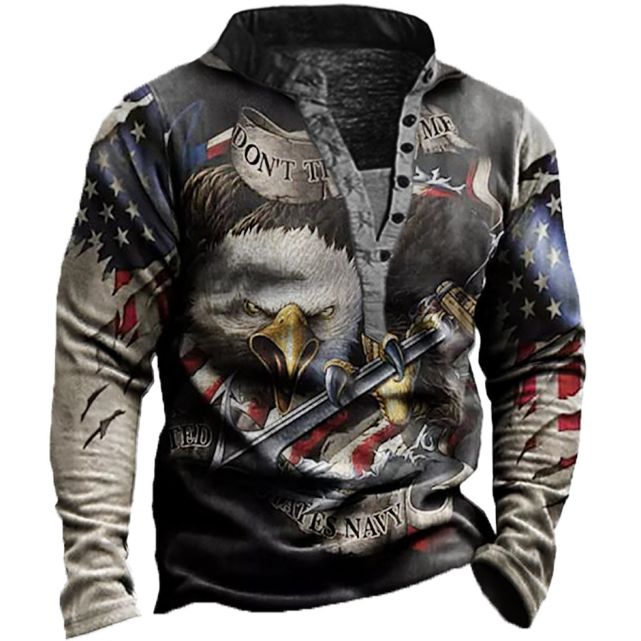

Men's Vintage American Flag & Eagle Long Sleeve Sweatshirt