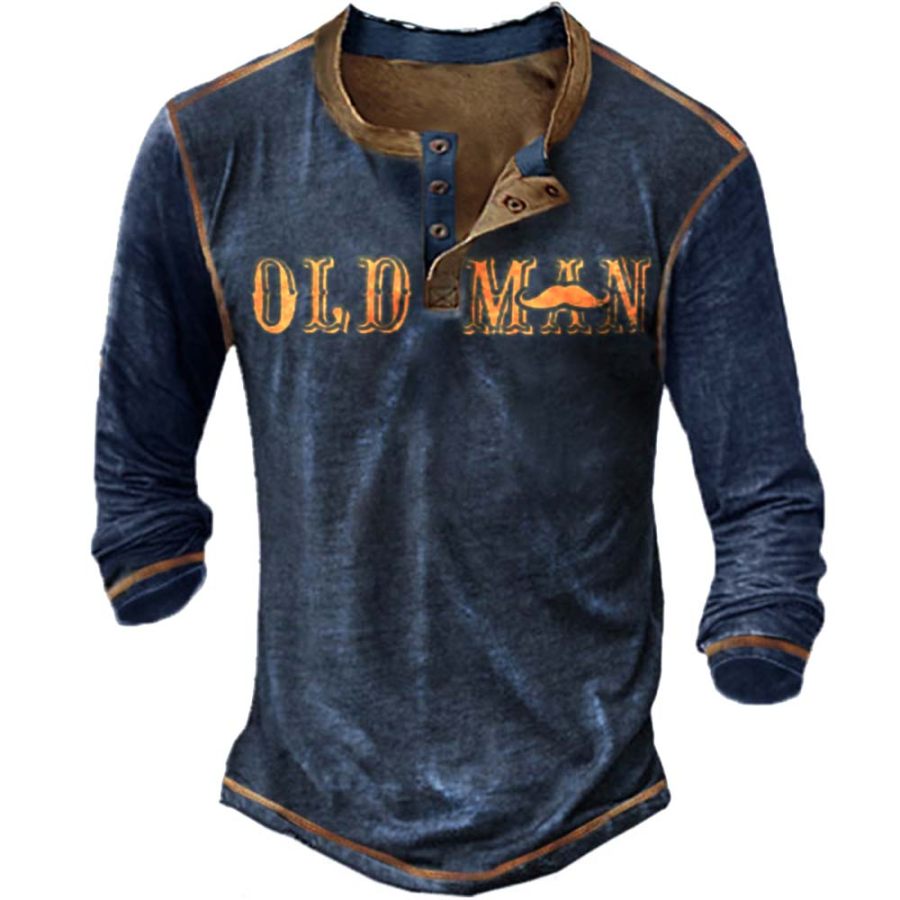 

Old Man Men's Outdoor Tactical Henley Collar Long Sleeve Top