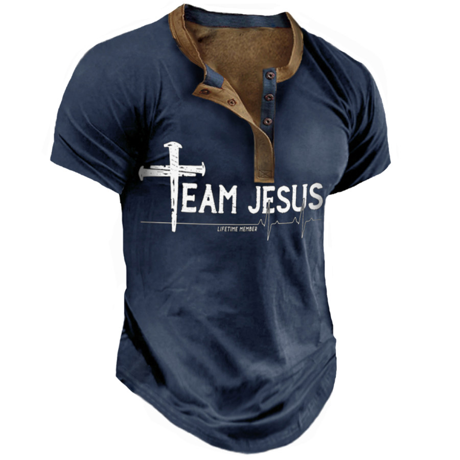 

Men's Retro Stressed JESUS ​​short-sleeved T-shirt