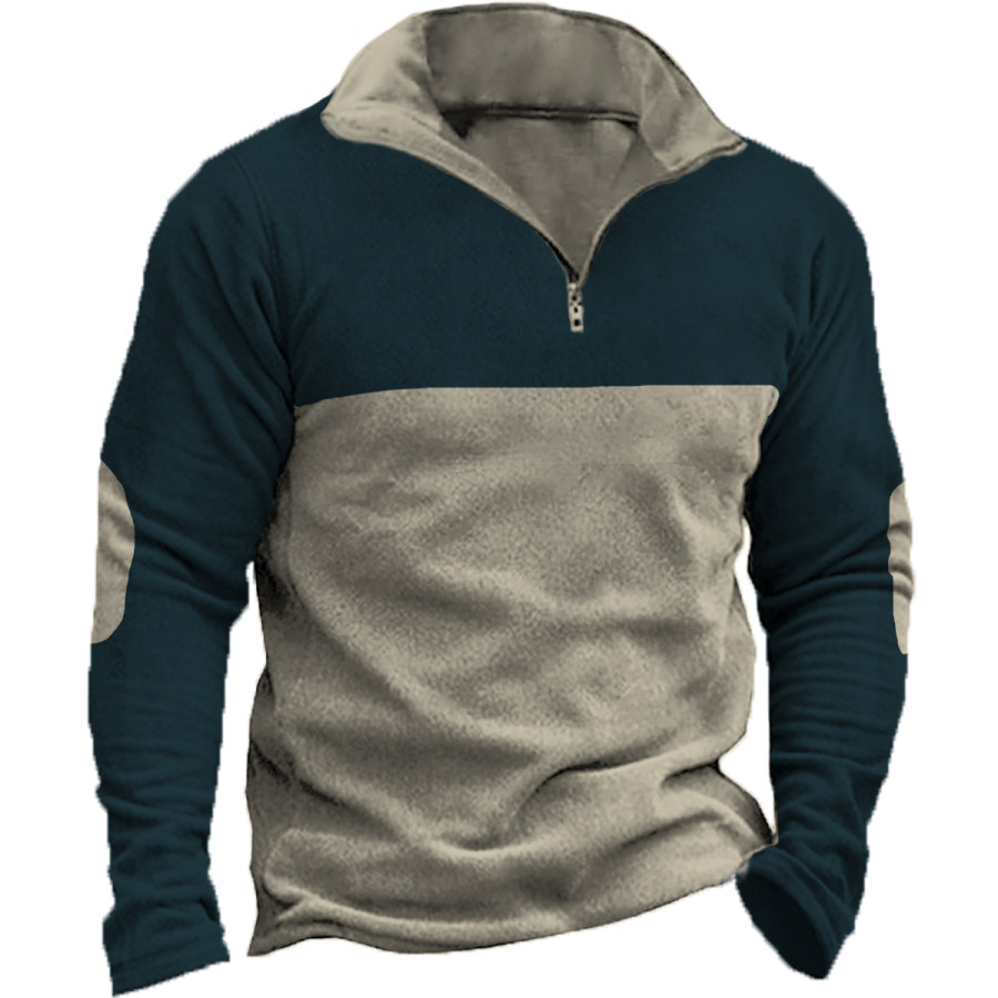 

Men's Retro Casual Colorblock Long Sleeve Sweatshirt