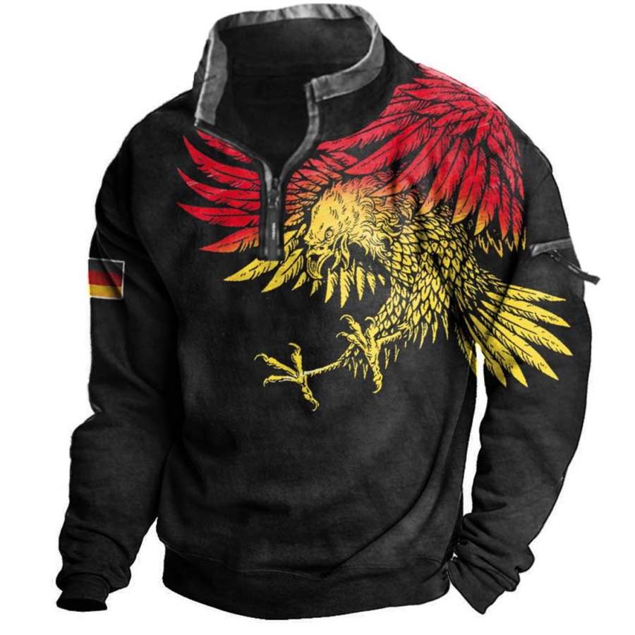 

Men's Outdoor German Flag Eagle Print Quarter Zip Sweatshirt