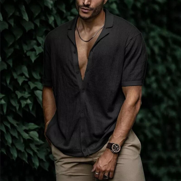 Men's Retro Casual Cropped Cardigan T Shirt