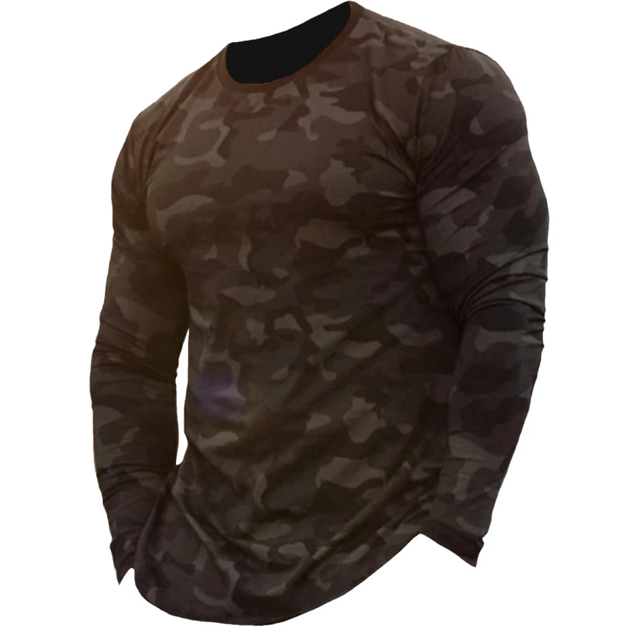 

Men's Vintage Outdoor Camouflage Round Neck Long Sleeve T-Shirt