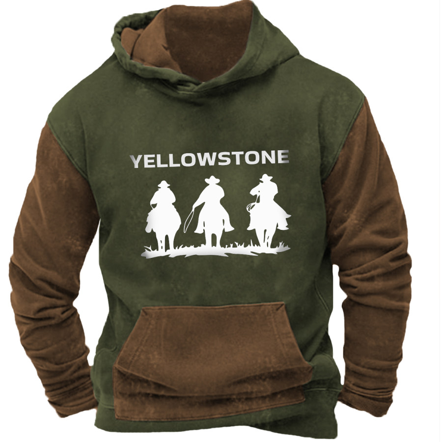 

Men's Vintage Yellowstone Long Sleeve Hooded Sweatshirt