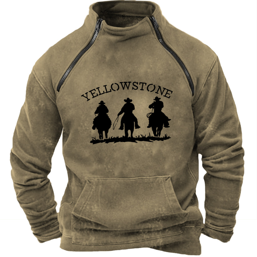 

Men's Vintage Yellowstone Long Sleeve Pocket Sweatshirt