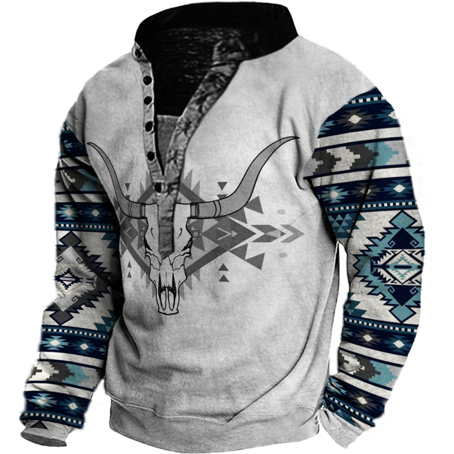 

Men's Vintage Ethnic Print Long Sleeve Sweatshirt