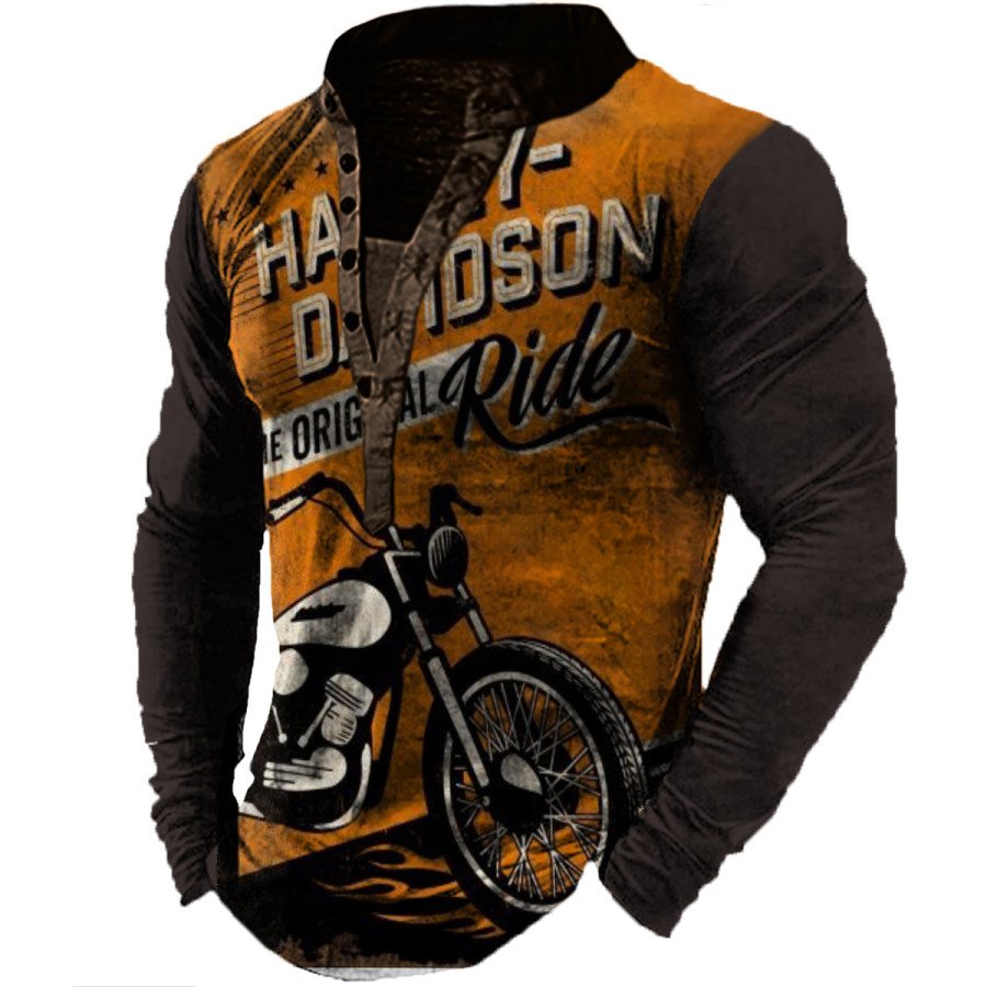 

Men's Vintage Distressed Motorcycle Long Sleeve T-Shirt
