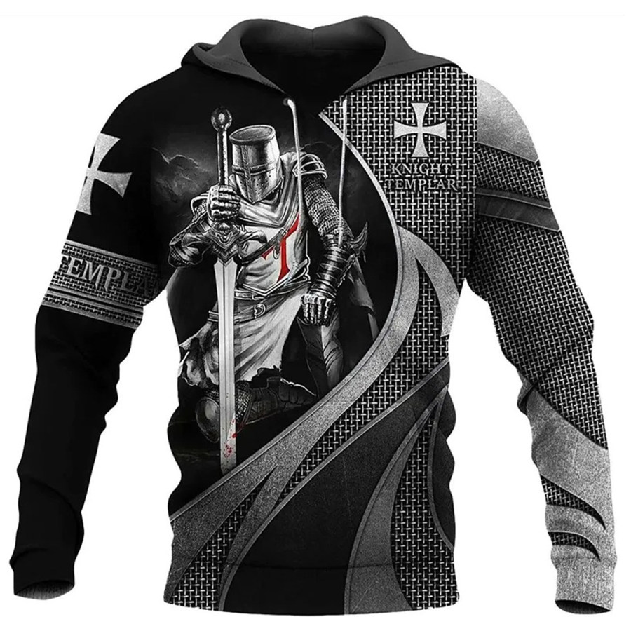 

Men's Vintage Templar Hooded Long Sleeve Sweatshirt