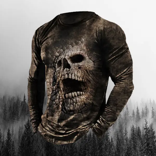 Men's Vintage Skull Long Sleeve T-Shirt - Honeylop.chimpone.com 