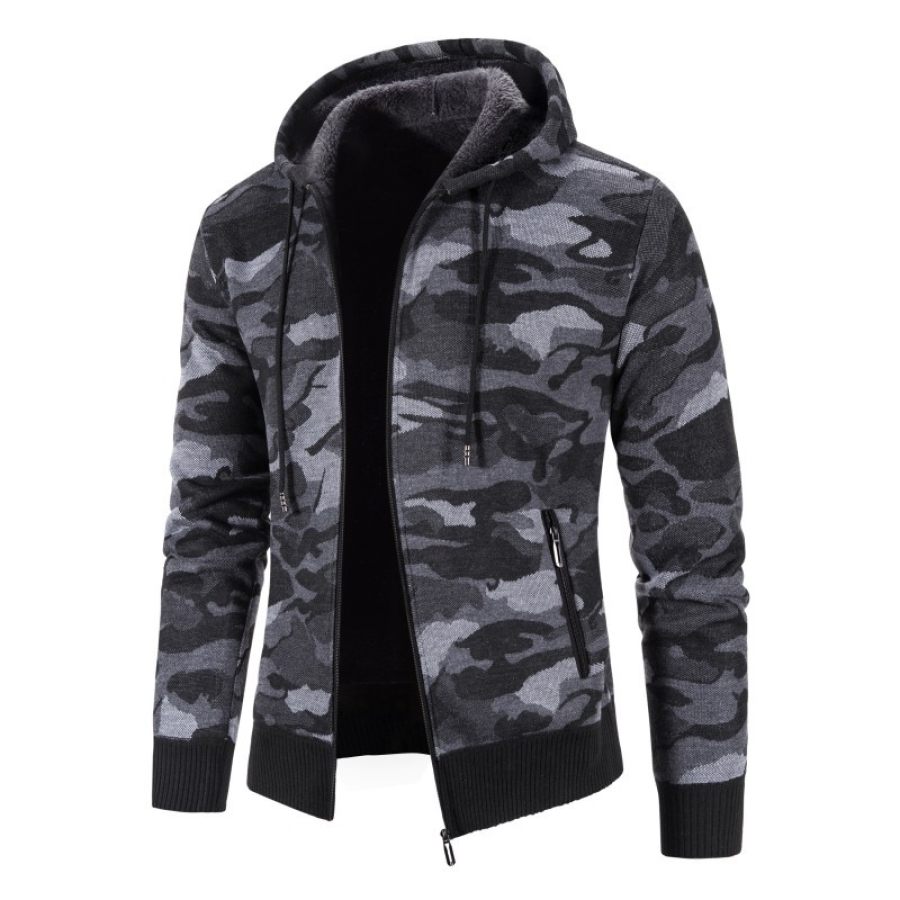 

Men's Training Outdoor Camouflage Fleece Hooded Jacket