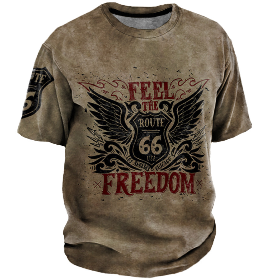 

Men's Vintage Route 66 Round Neck Short Sleeve T-Shirt