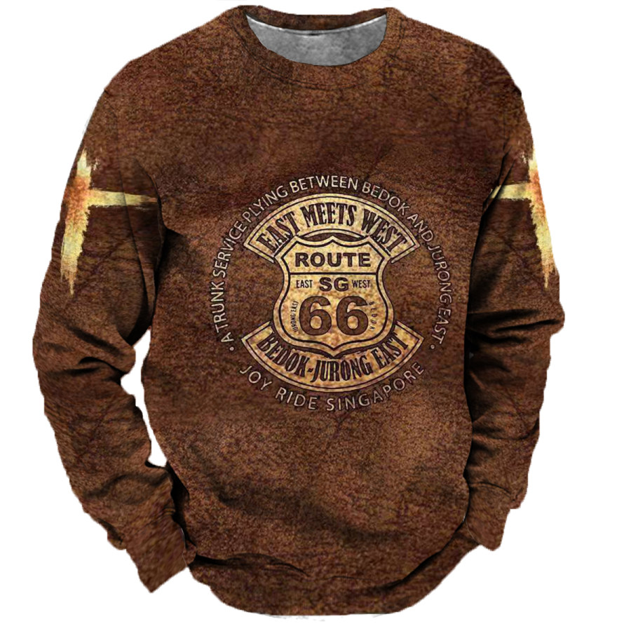 

Men's Vintage Distressed Route 66 Long Sleeve Sweatshirt