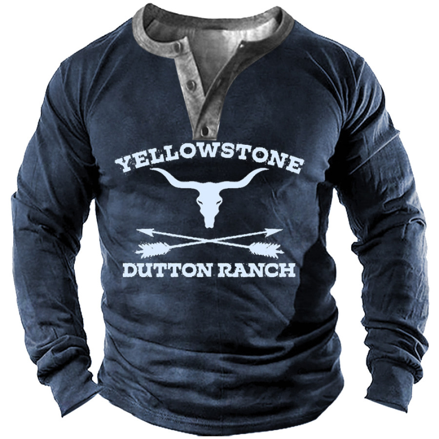 

Men's Western Cowboy Henley Shirt