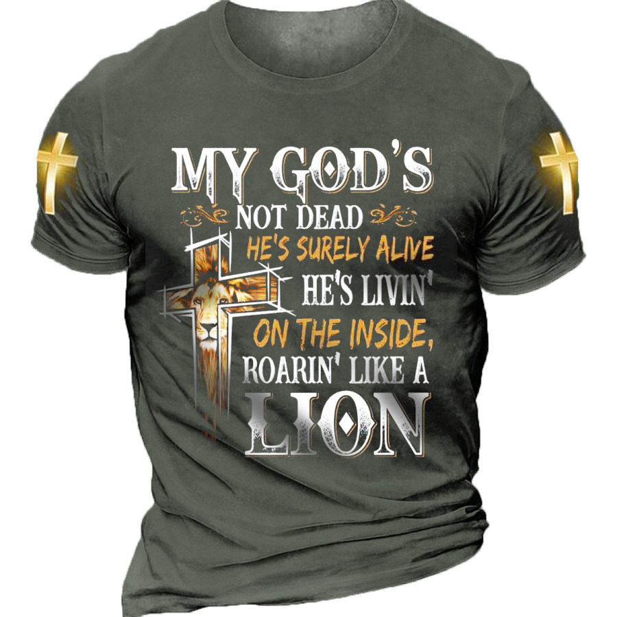 

Men's Vintage Cross Of God And Lion Short Sleeve T-Shirt