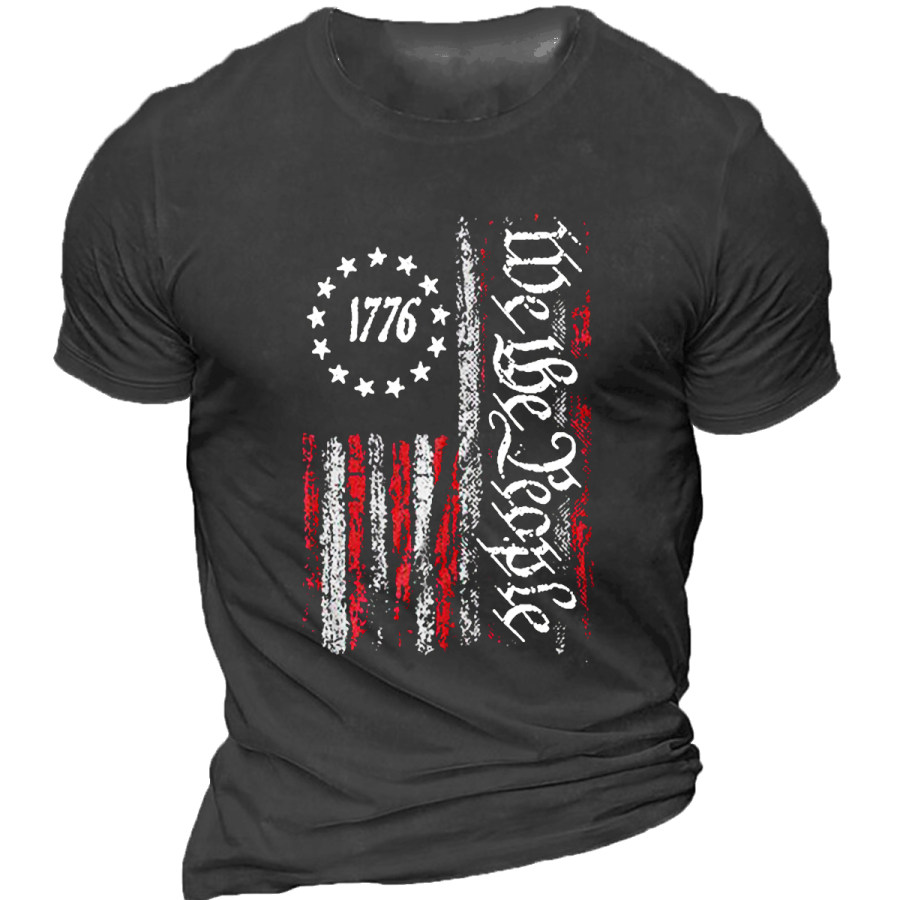 

Men's Vintage 1776 Independence Day Round Neck Short Sleeve T-Shirt