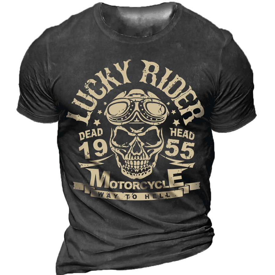 

Men's Vintage Skull Motorcycle Short Sleeve T-Shirt