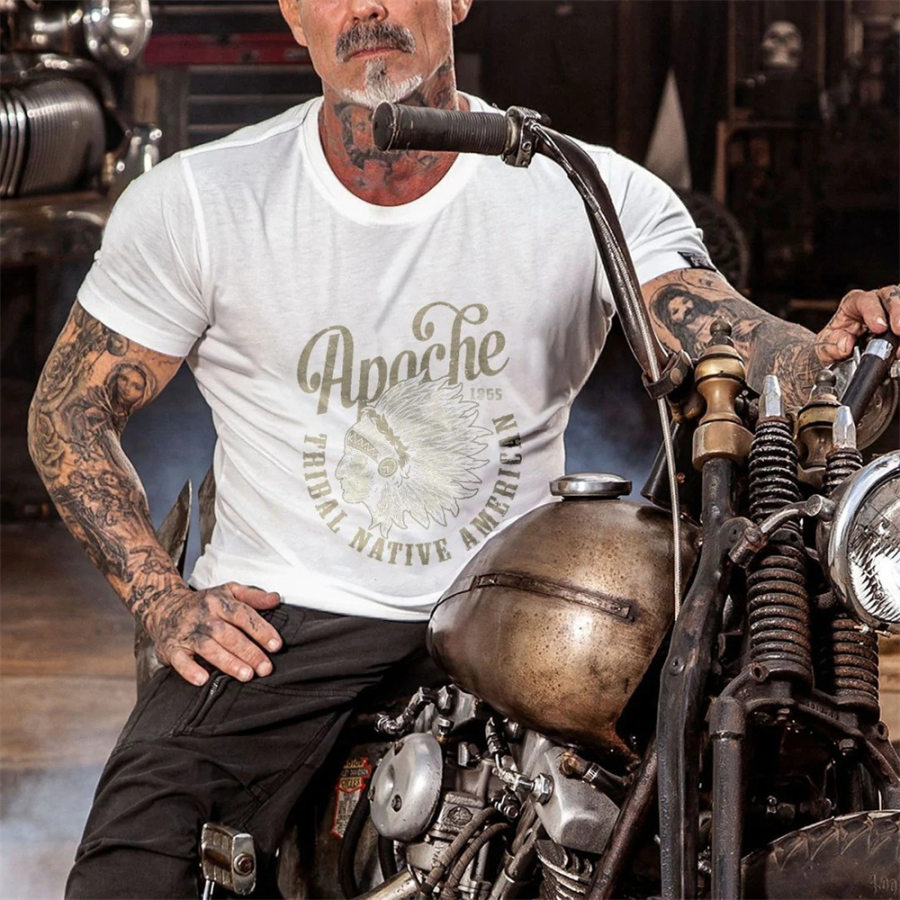 

Men's Vintage Biker Style Western Tribal Short Sleeve T-Shirt