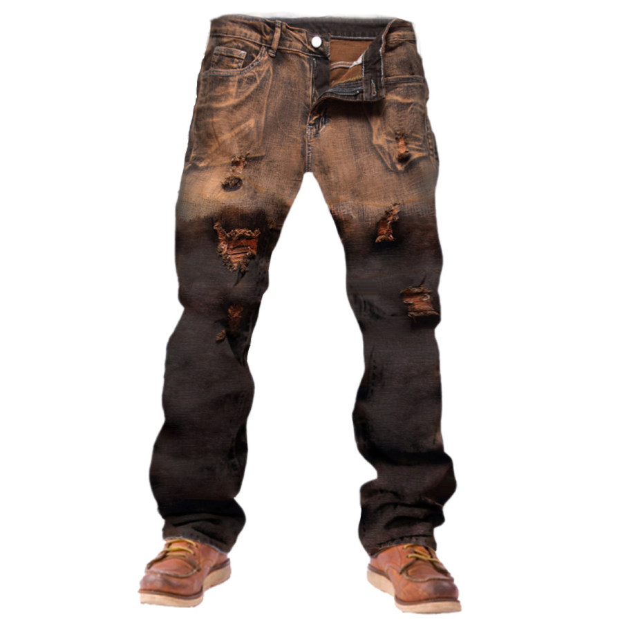 

Men's Vintage Distressed Washed Ripped Jeans