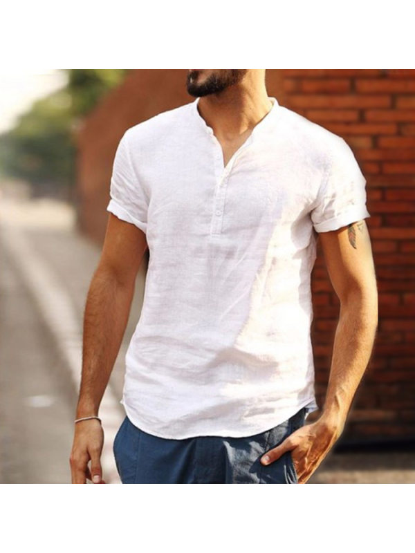 Men's Casual Linen Short Sleeve Shirt