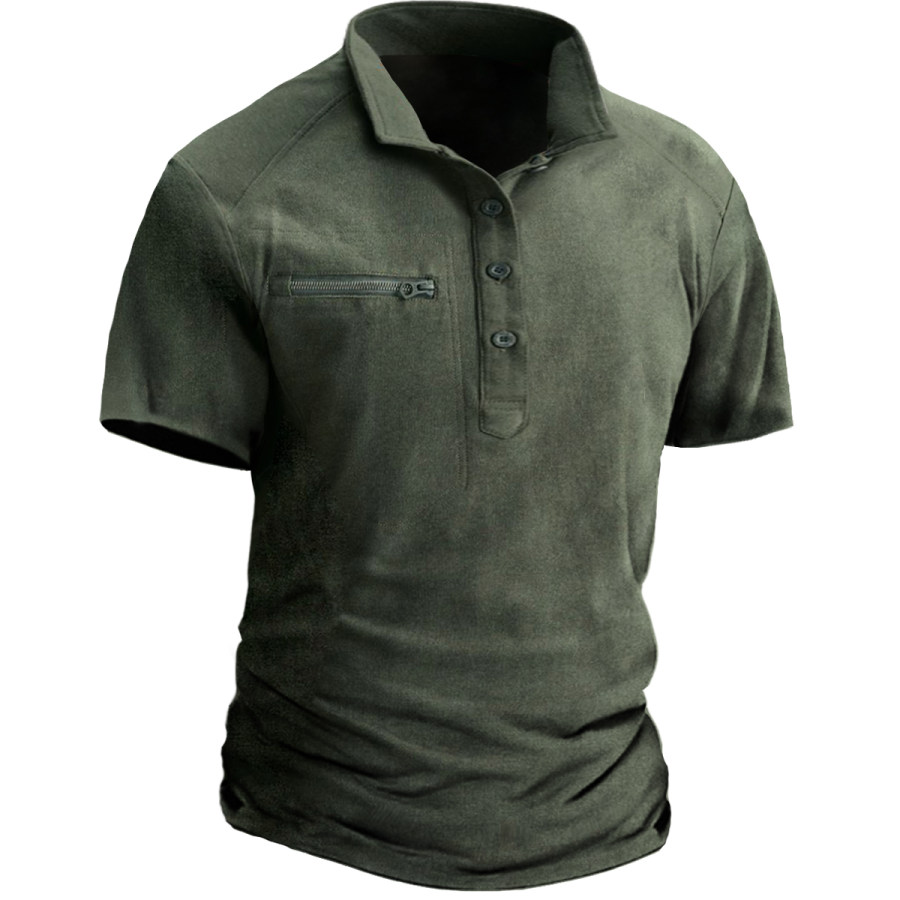 

Men's Vintage Zipper Short Sleeve T-Shirt
