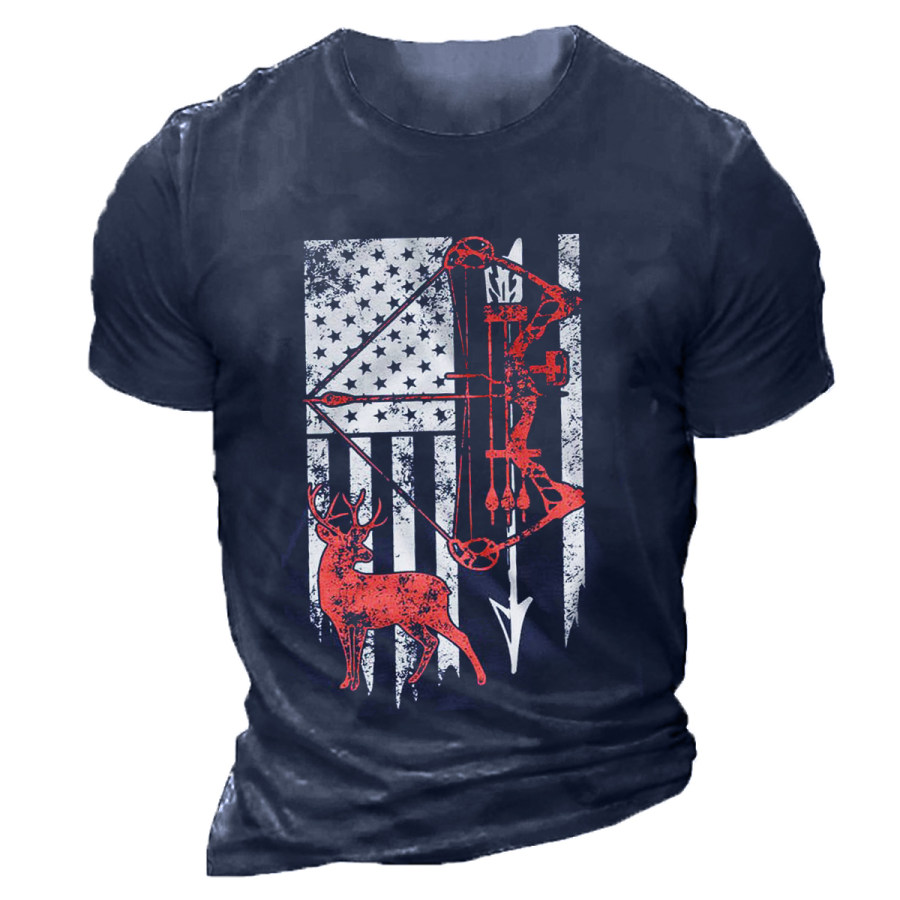 

Men's Vintage American Flag & Deer Short Sleeve T-Shirt