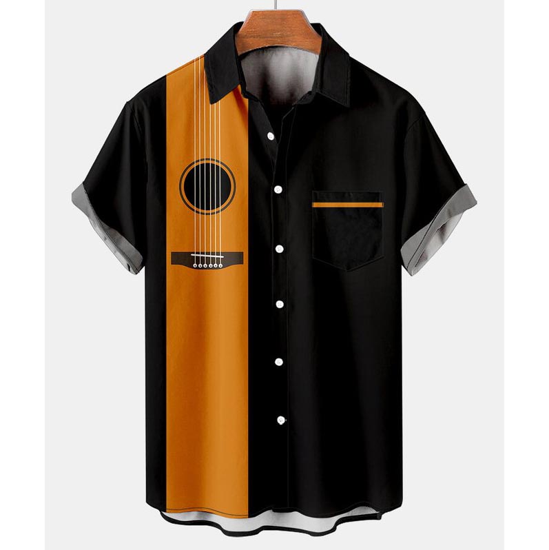 Men's Guitar Pocket Short Sleeve Beach Shirt