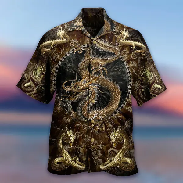 Men's Dragon Casual Beach Shirt - Blaroken.com 