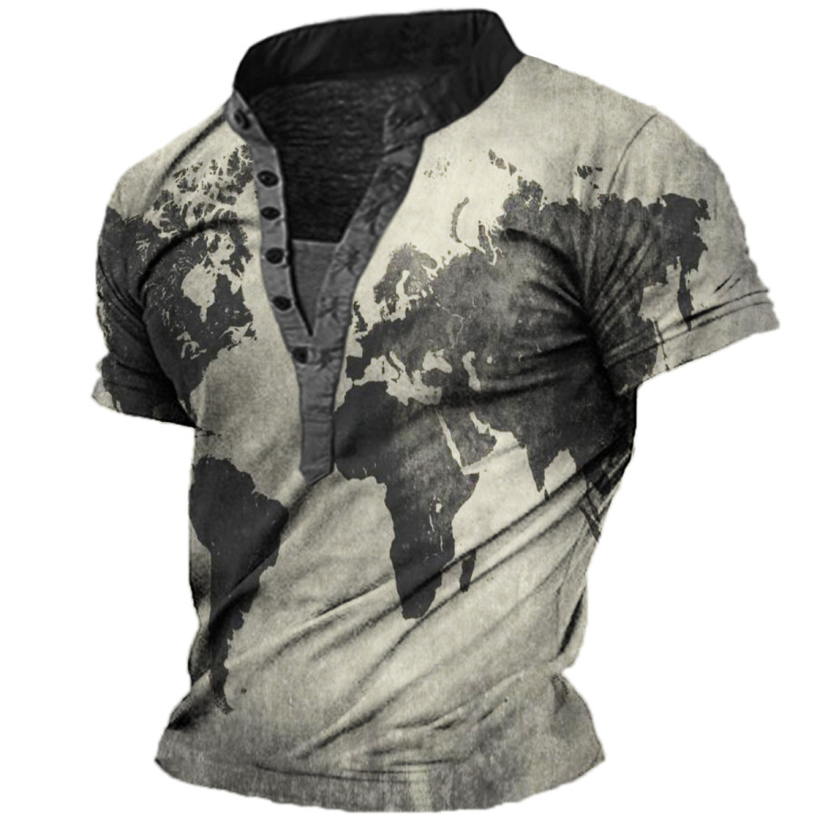 

Men's Vintage Nautical Map Henley T-Shirt