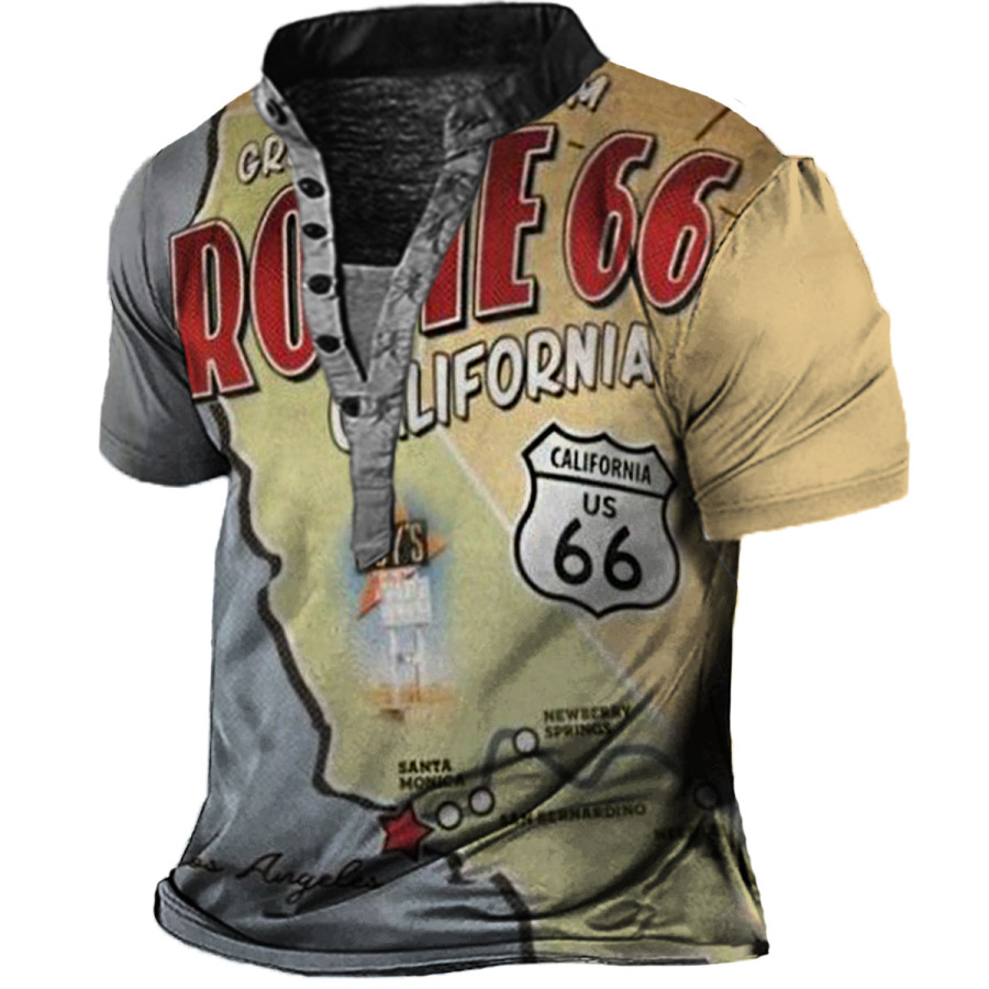 

Men's Vintage Route 66 Henley T-Shirt