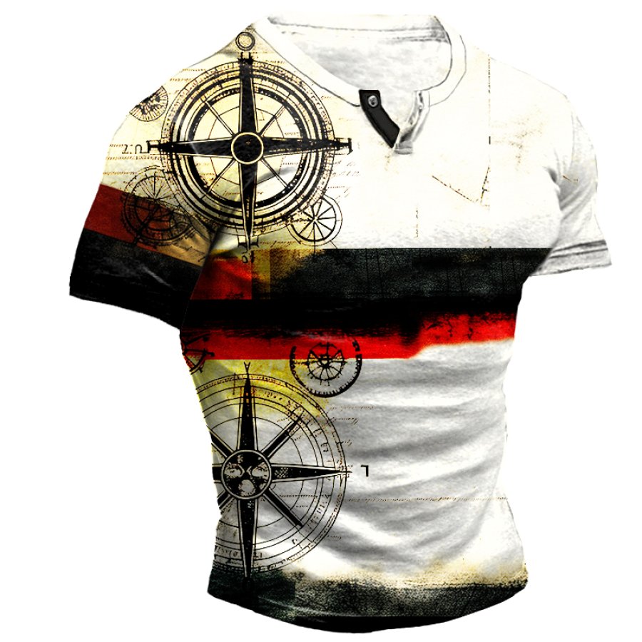 

Men's Mechanical Dial German Flag Print V-Neck T-Shirt