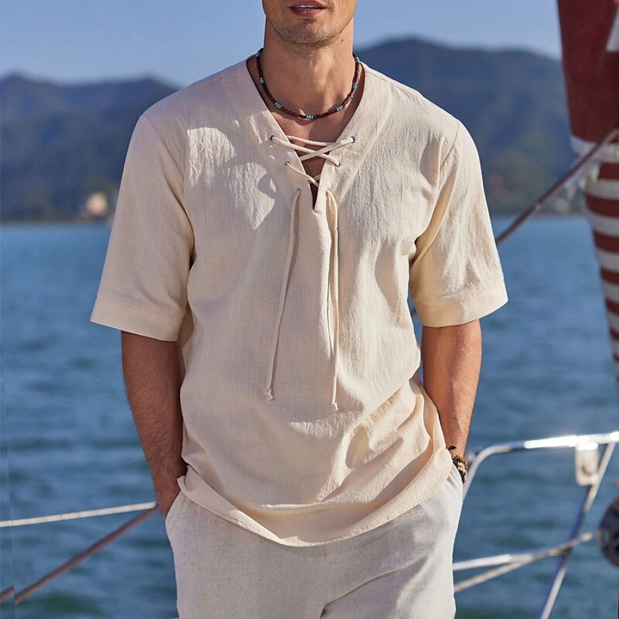 

Men's Vintage Tie Short Sleeve Shirt