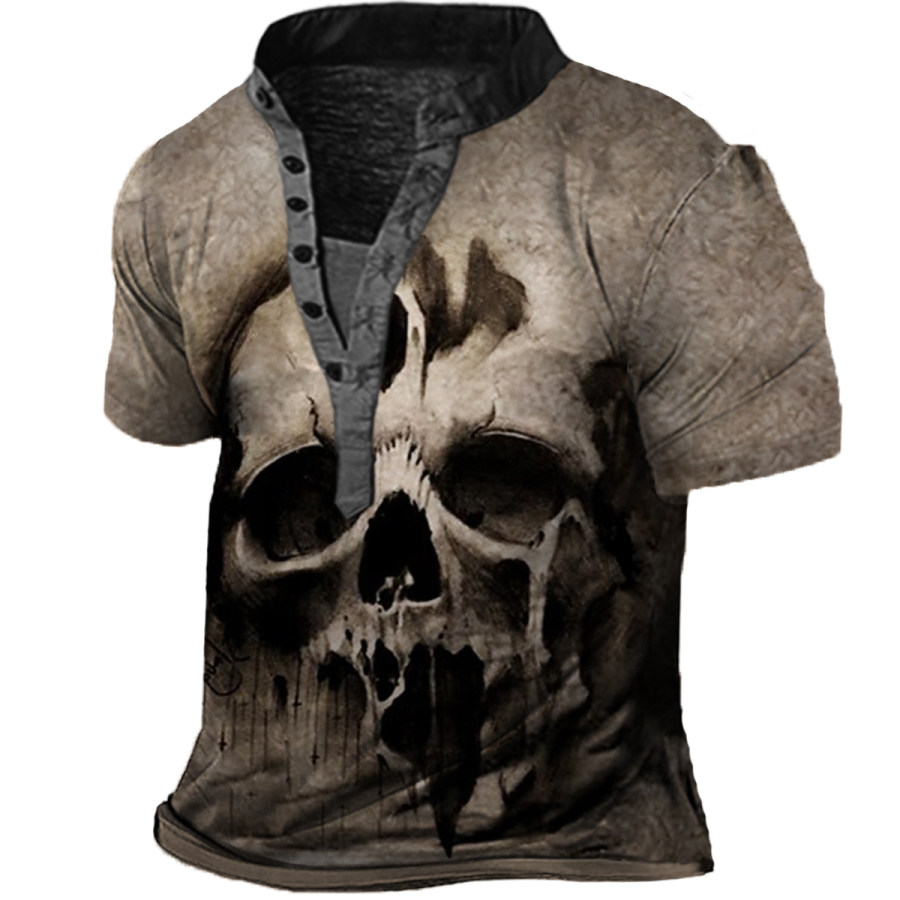 

Men's Vintage Skull Henley T-Shirt