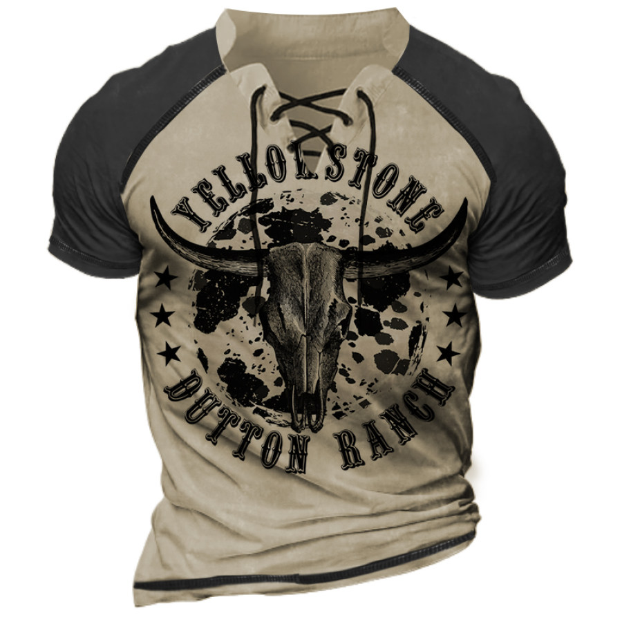 

Men's Vintage West Yellowstone Tie Collar Panel T-Shirt