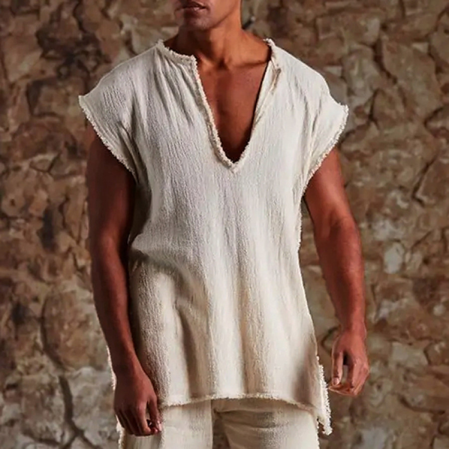 

Ärmelloses Tank-T-Shirt Aus Vintage-Leinen Für Herren
