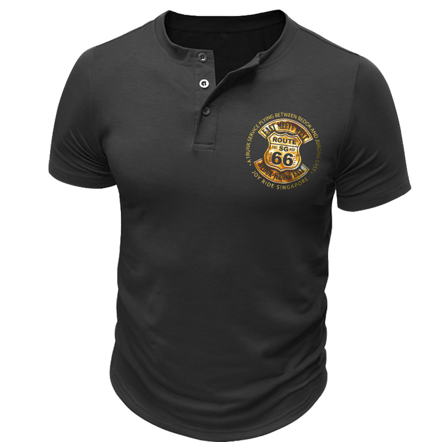 

Men's Vintage Route 66 Henley Short Sleeve T-Shirt