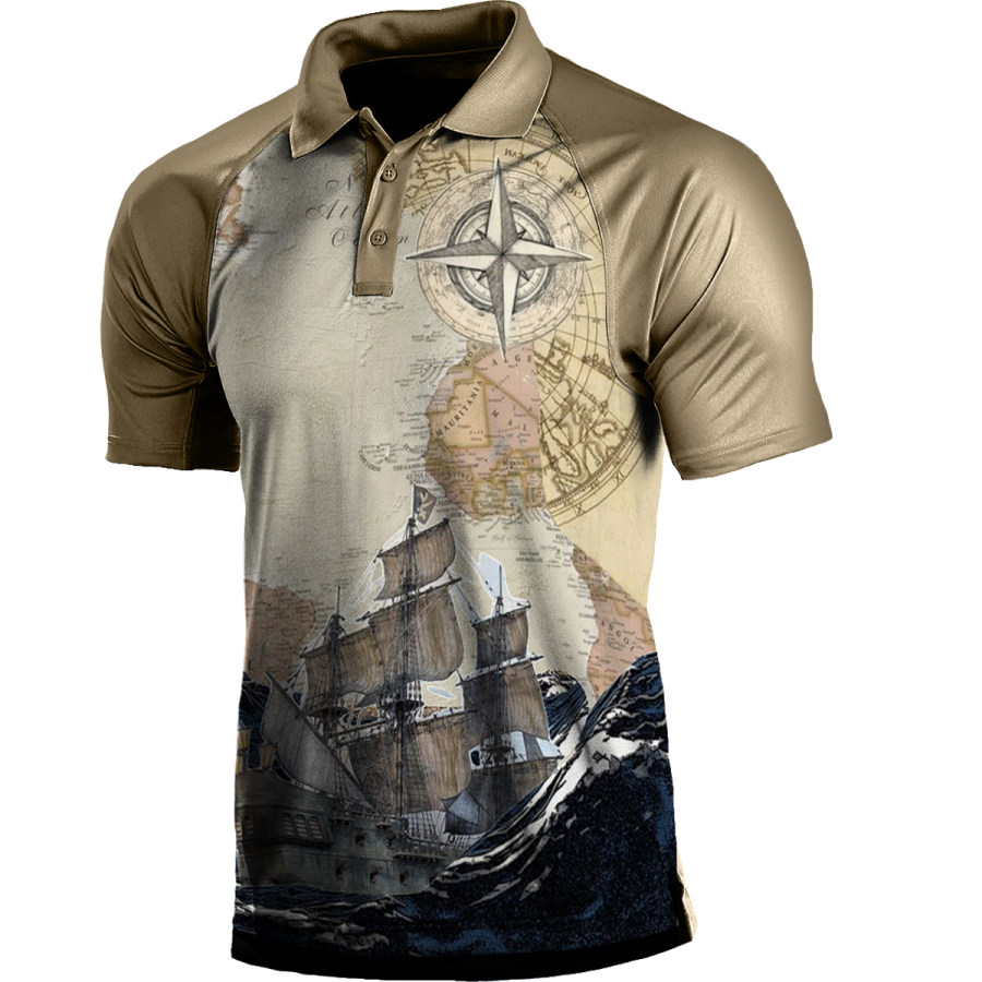 

Men's Vintage Nautical Compass Polo Shirt