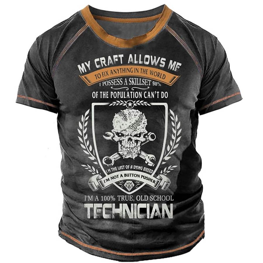 

Men's Vintage TECHNICIAN Round Neck Short Sleeve T-Shirt