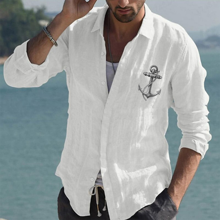 

Men's Vintage Anchor Linen Shirt